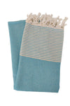 Peştanoz Peştemal, 100% Cotton, Checkered Pattern Turquoise Blue, Beach Towel, Bath Towel 1