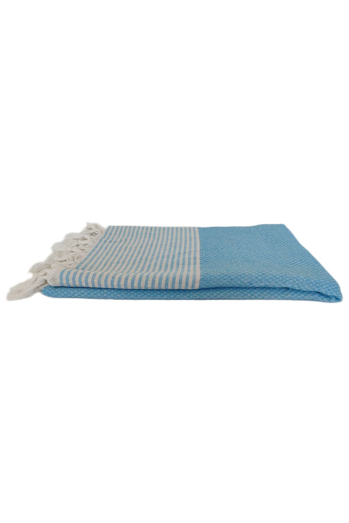 Peştanoz Peştemal, 100% Cotton, Checkered Pattern Turquoise Blue, Beach Towel, Bath Towel 3