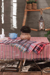 By Ballı Biocotton 5-Piece Tablecloth & Picnic Blanket & Table Cover Checkered Pattern 140x140 Cm 1