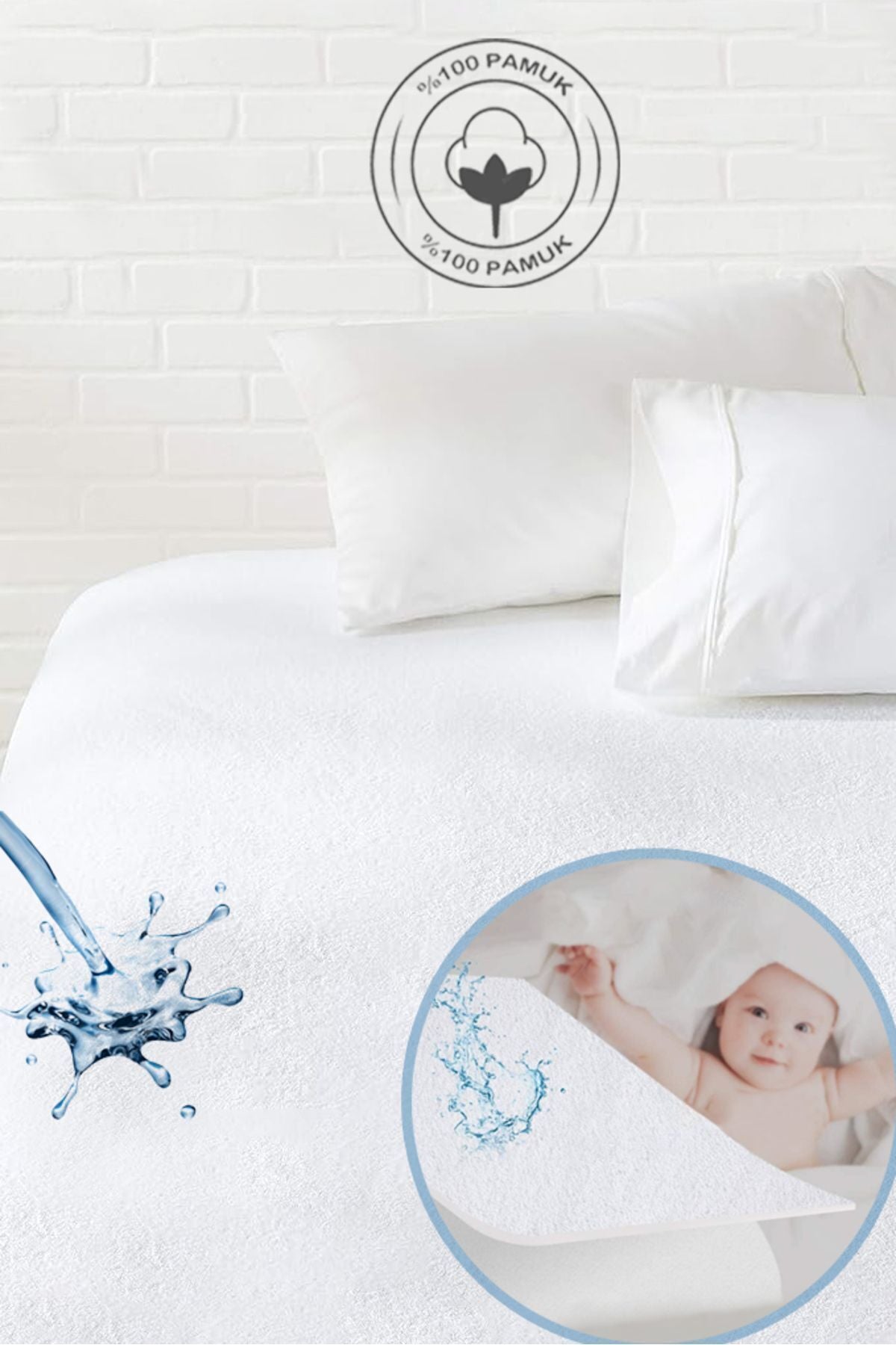 Ladylina Home 100% Cotton Waterproof Baby & Child & Single Bed Protector Mattress Cover 1