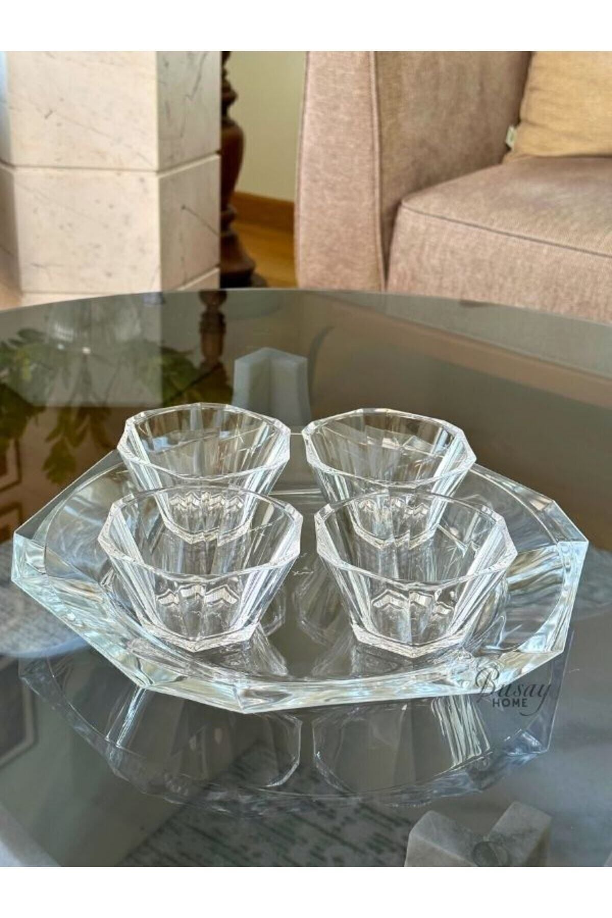 Paşabahçe Busayhome Nude Reflection Series Crystal Glass Serving Plate 4