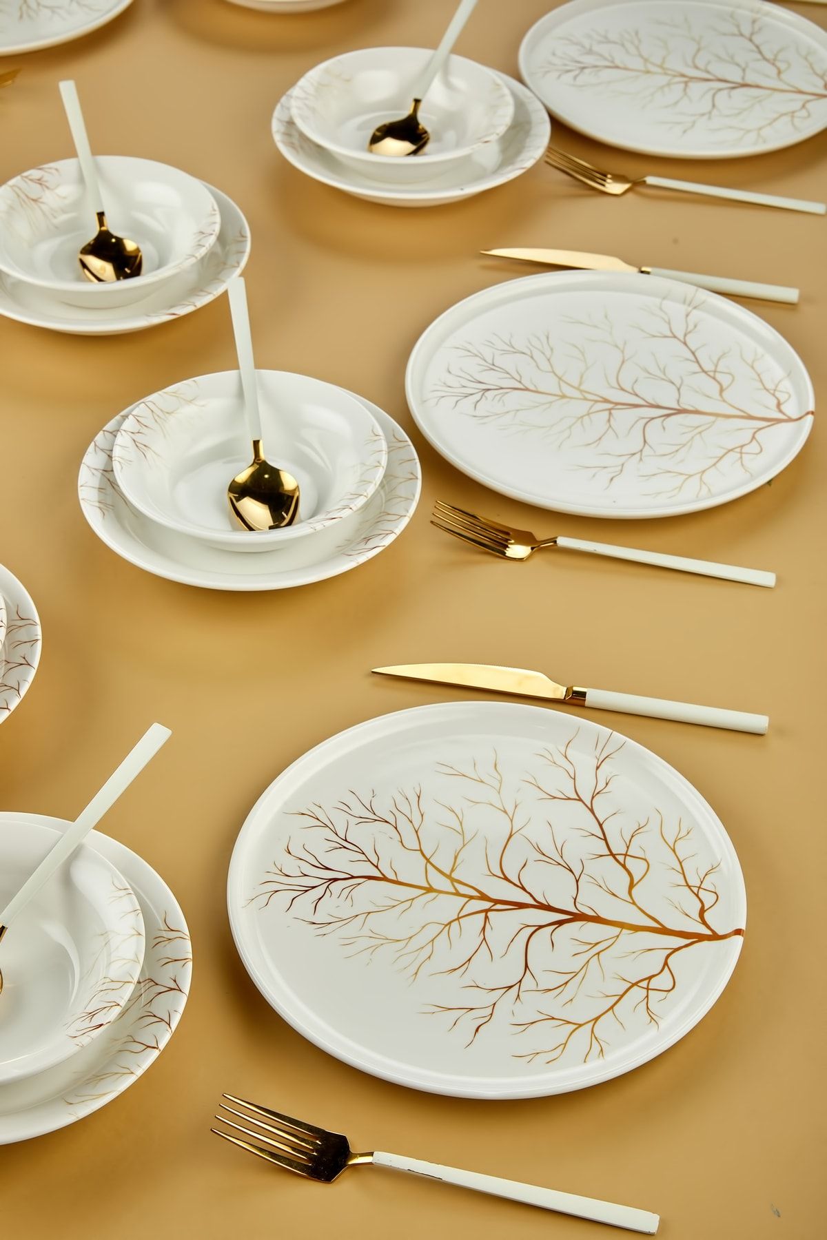 Erbaşlar Golden Tree Lux Ceramic 18 Piece 6 Person Dinner Set 3