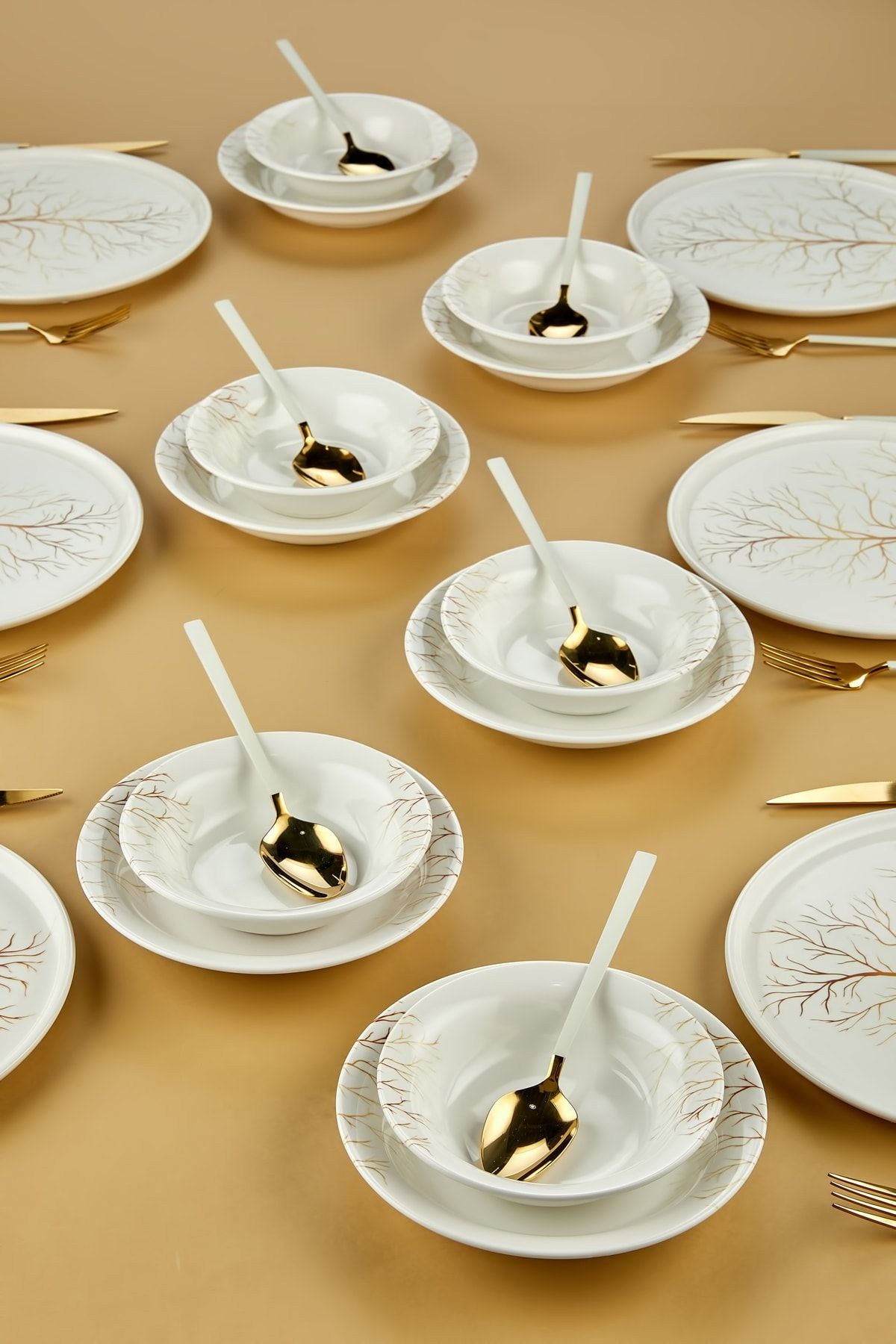 Erbaşlar Golden Tree Lux Ceramic 18 Piece 6 Person Dinner Set 4