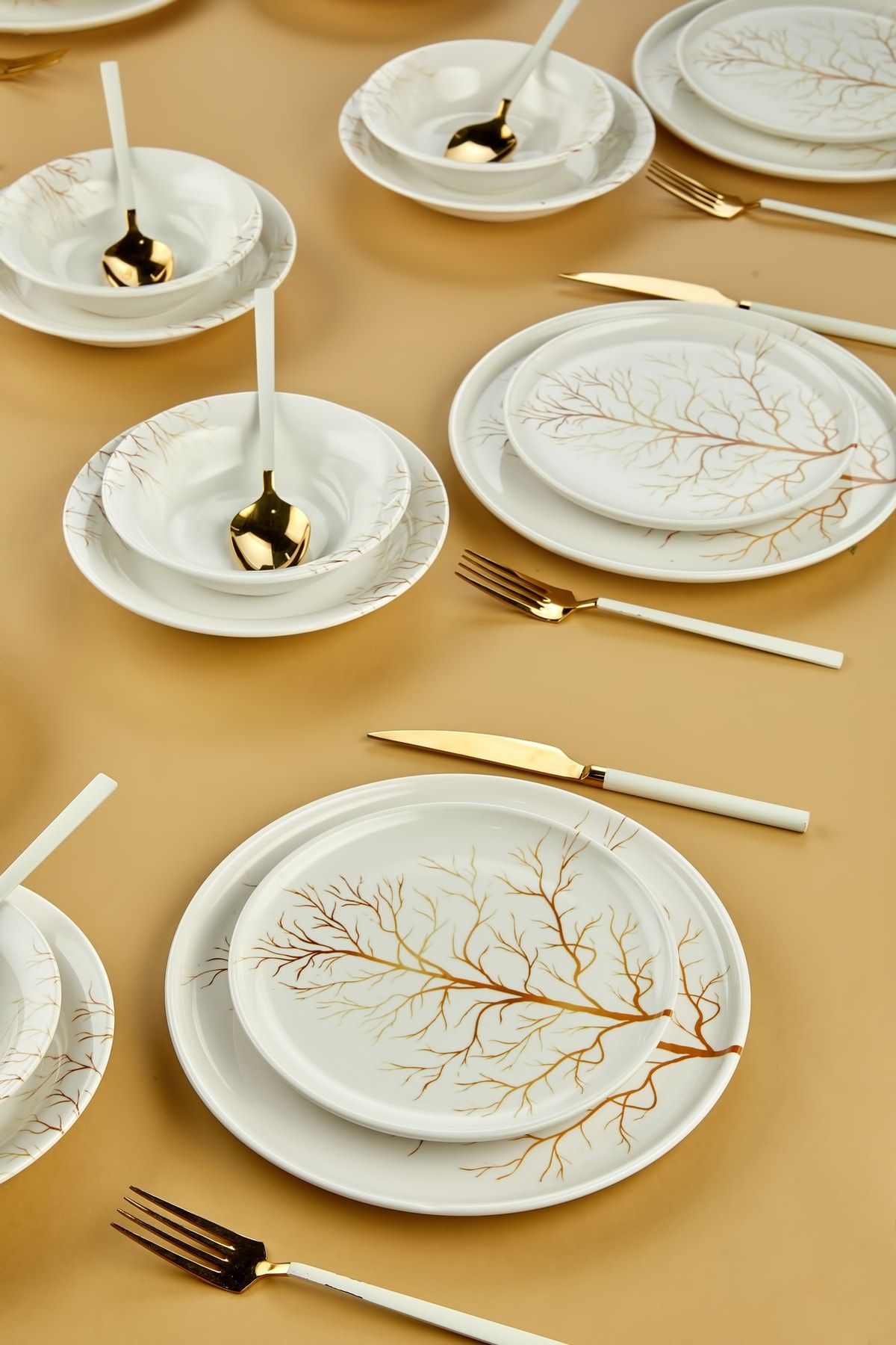 Erbaşlar Golden Tree Lux Ceramic 24 Piece 6 Person Dinner Set 5