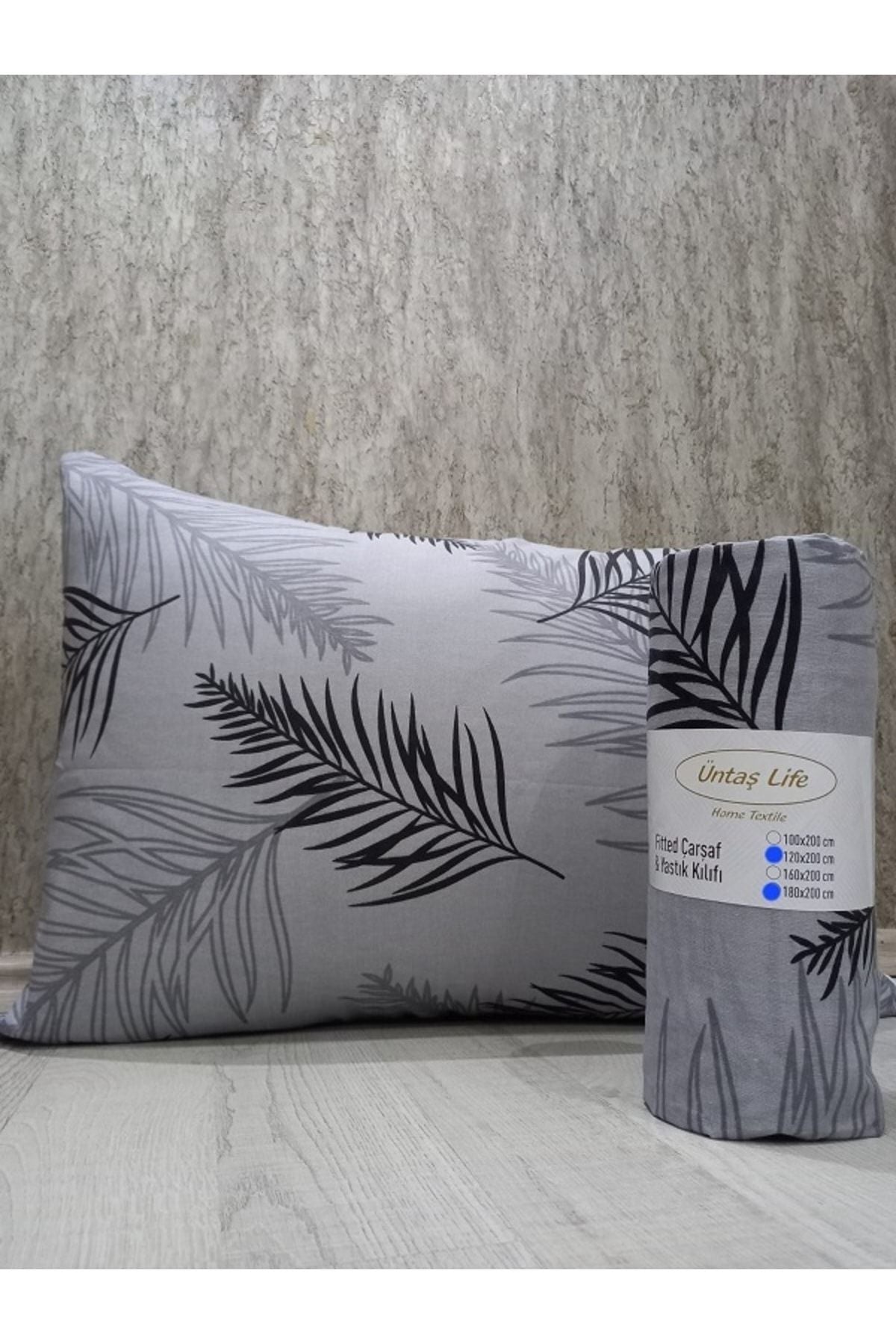 Üntaş Life New Grey Feather 100x200 Single Fitted Sheet 1 Piece Pillowcase Ecgritüyçrf100 1