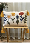 BUGI HOME COLLECTION Single Floral Punch Embroidered Decorative Premium Cushion Cover 1