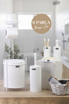 Okyanus Home White Mina Spare Toilet Paper Holder And 6-Piece Bathroom Set 1