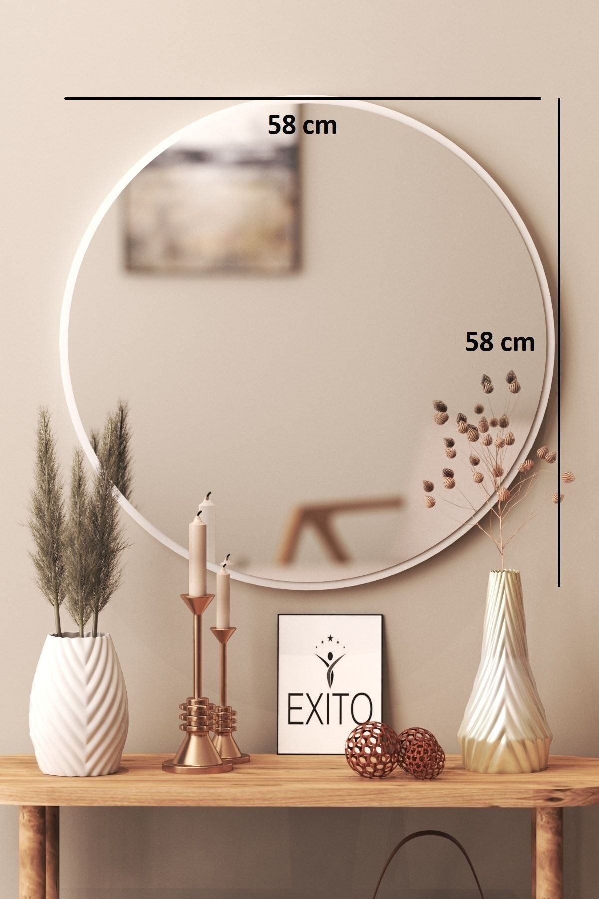 meDDex Decorative Round Mirror White 60 Cm 1