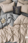 İQON Elastic Fitted Sheet Duvet Cover Set Double Size Beige - Gray 1