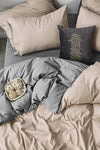 İQON Elastic Fitted Sheet Duvet Cover Set Double Size Beige - Gray 2