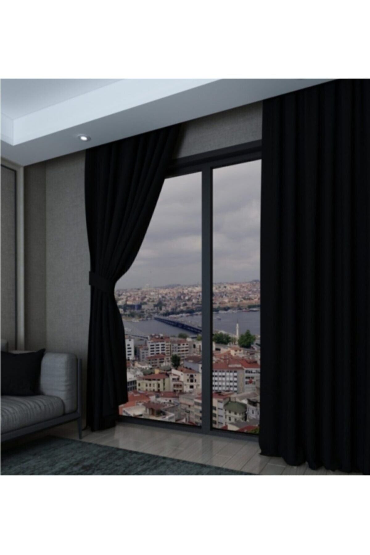 Ecrin Perde Black Plain Ada Curtain 1