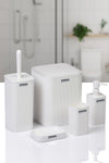 Okyanus Home Mina White Striped Square Bathroom Set 1