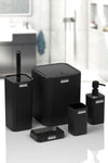 Okyanus Home Mina Black Striped Square Bathroom Set 1