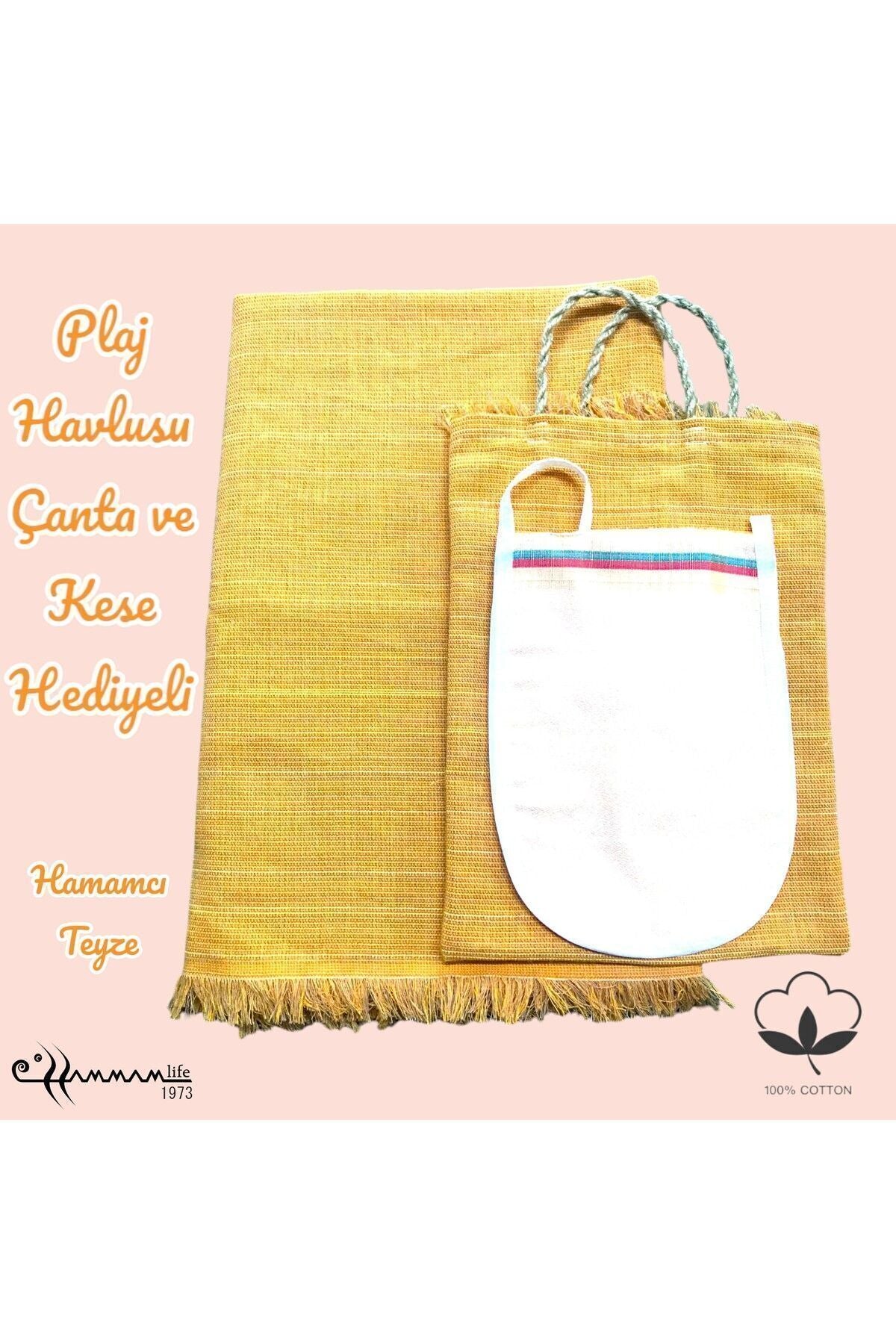 Hammamlife Beach Towel with Bag Yellow 1