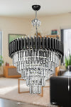 Avizemoda Palmira 55 Cm Luxury Chandelier with Crystal Stones - 5 Lights (Black-Chrome) 2