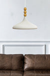 Bamyum Textured Light Cream Champion Wooden Beaded Single Pendant Chandelier for Living Room Kitchen Boutique Lamp 3