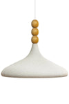 Bamyum Textured Light Cream Champion Wooden Beaded Single Pendant Chandelier for Living Room Kitchen Boutique Lamp 7