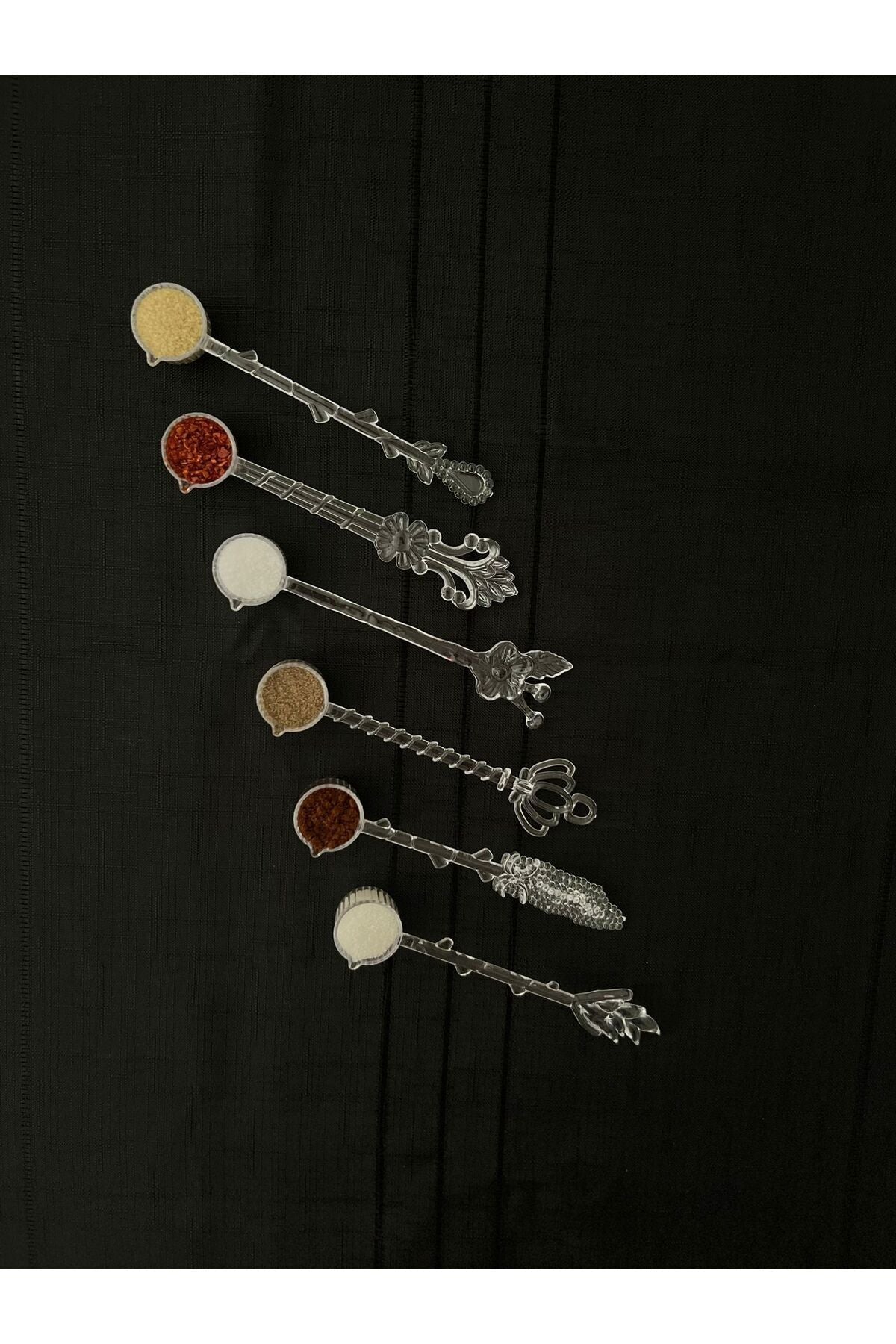 ARVALE 6 Piece Origami Patterned Crystal Sugar, Coffee, Spice Spoon Set 7