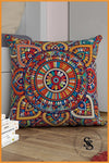 Saso Patchwork Mandala Patterned Digital Printed Pillow Cover 1