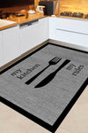 Decomia Home Digital Non-Slip Jute-Look Gray Kitchen Rug with Black Frame 1