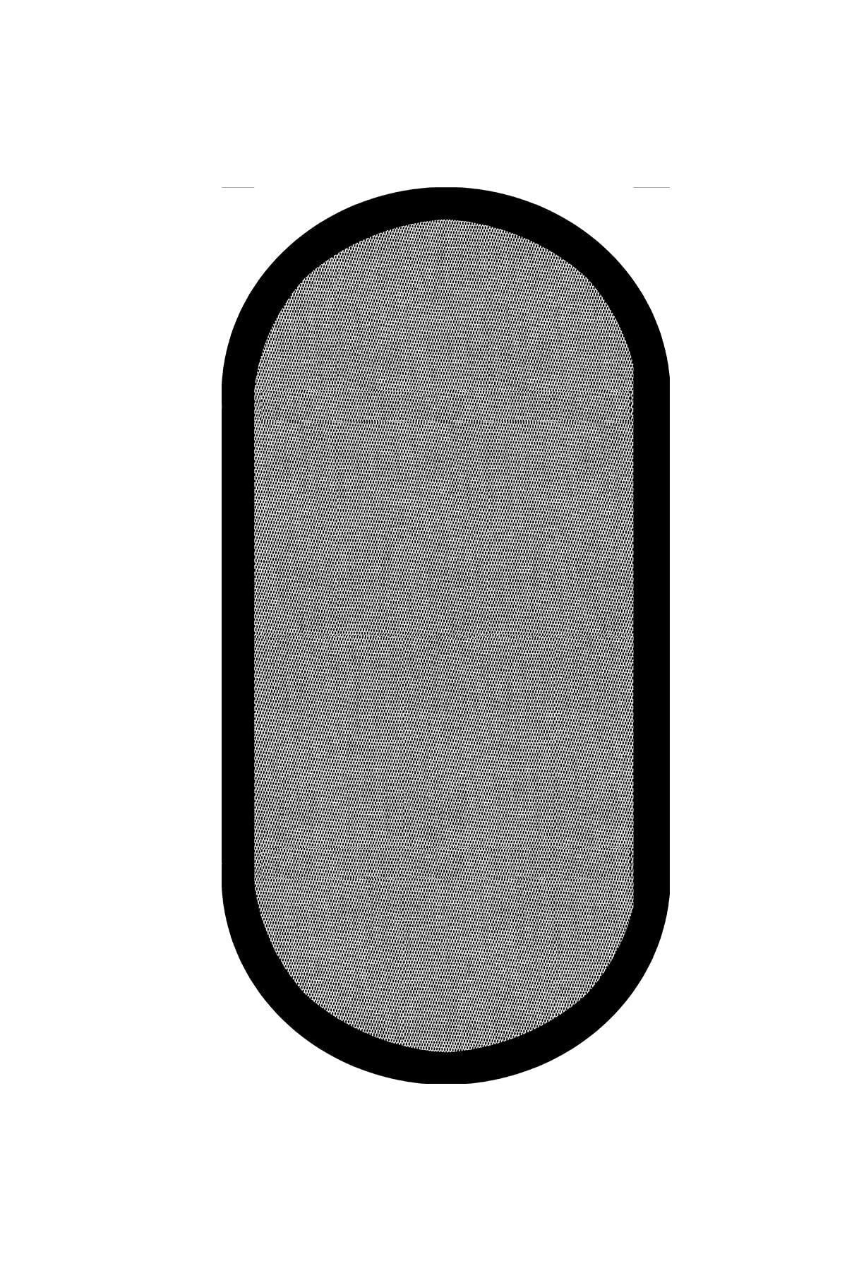 Decomia Home Digital Non-Slip Gray Jute-Like Oval Black Framed Kitchen Rug Living Room Rug Runner 3