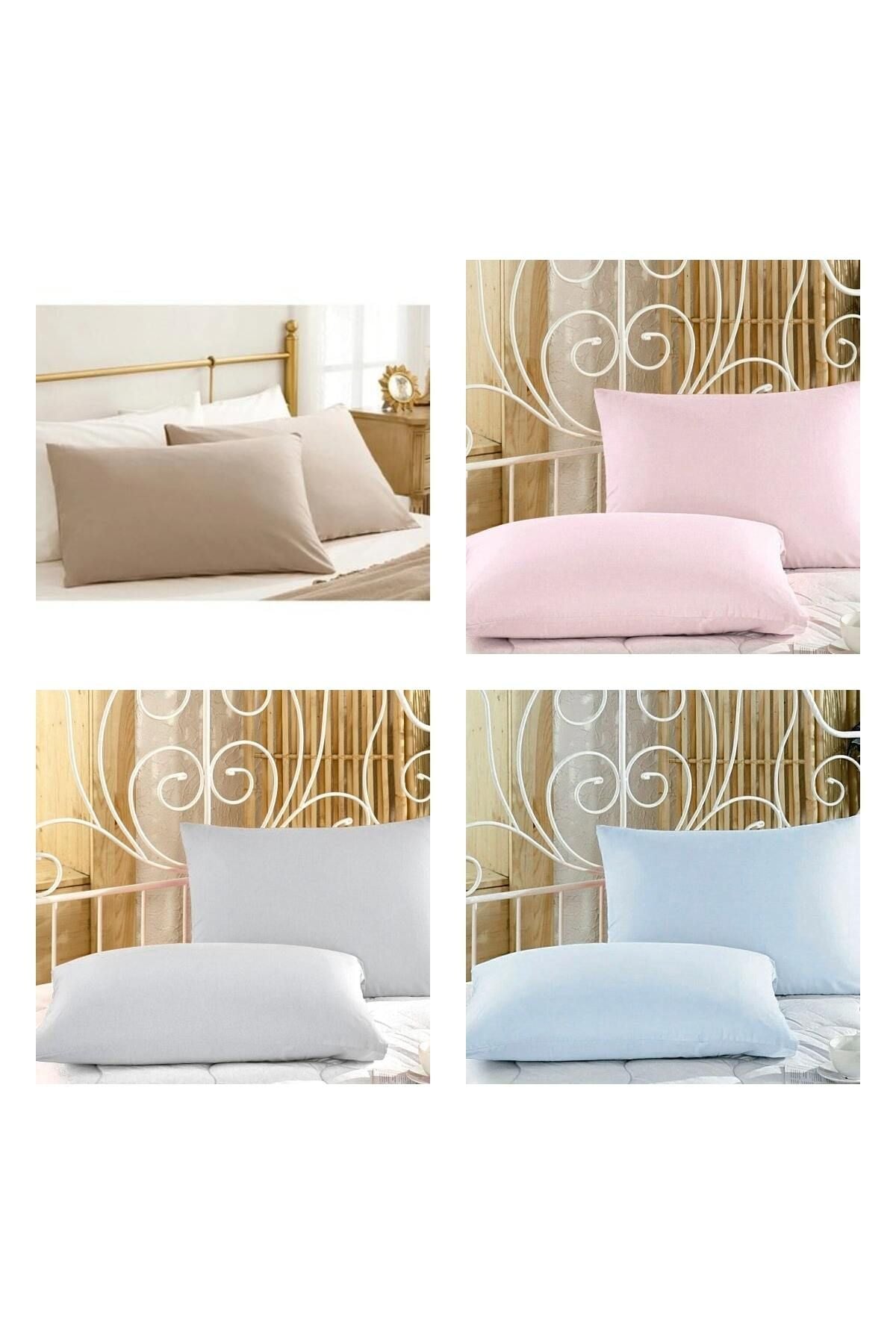 ENESSA 8-Piece Zippered Pillowcases (Gray, Beige, Pink, Blue) 1