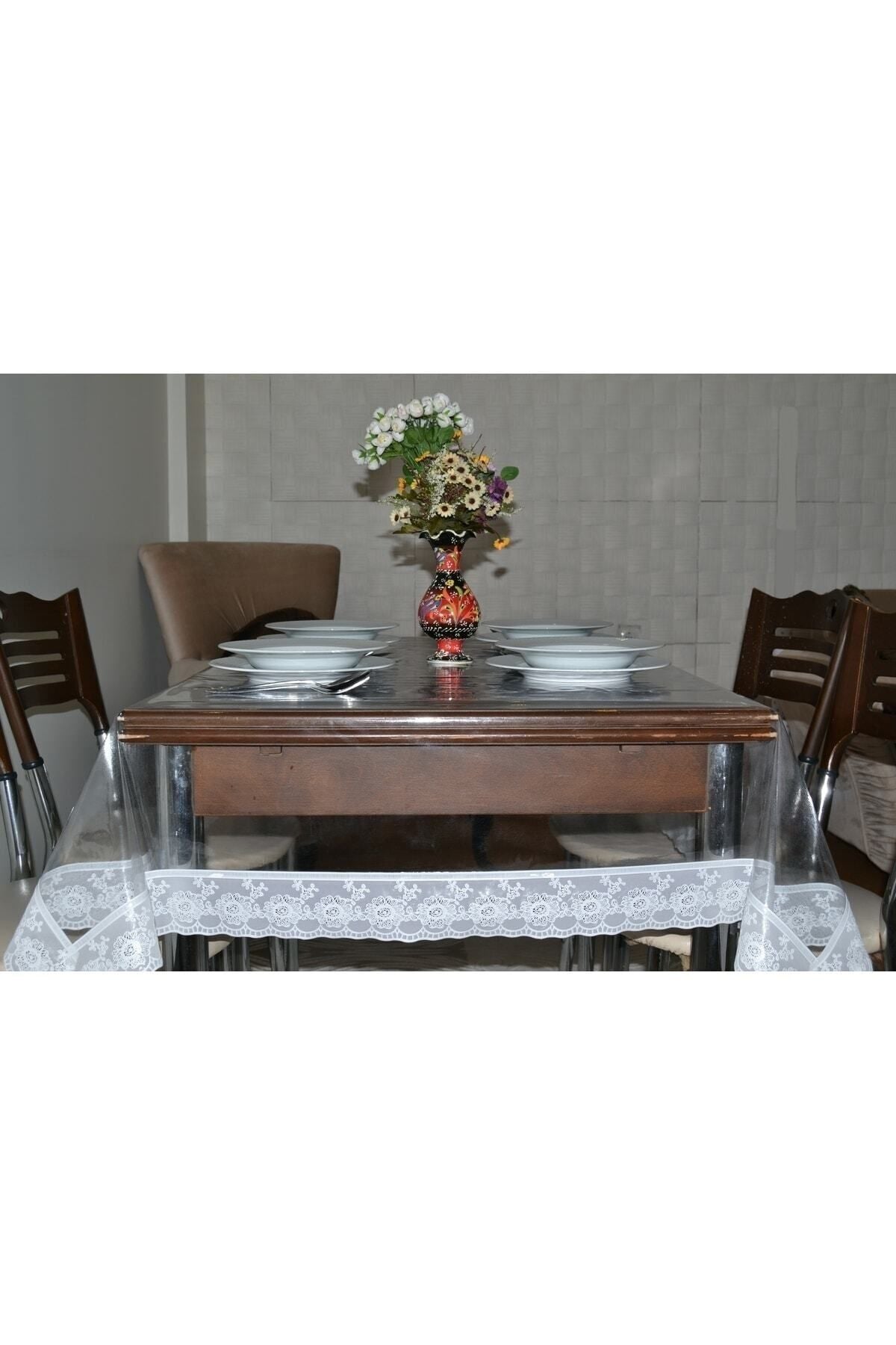 Behçetin Tekstil White Lace Transparent PVC Tablecloth 3