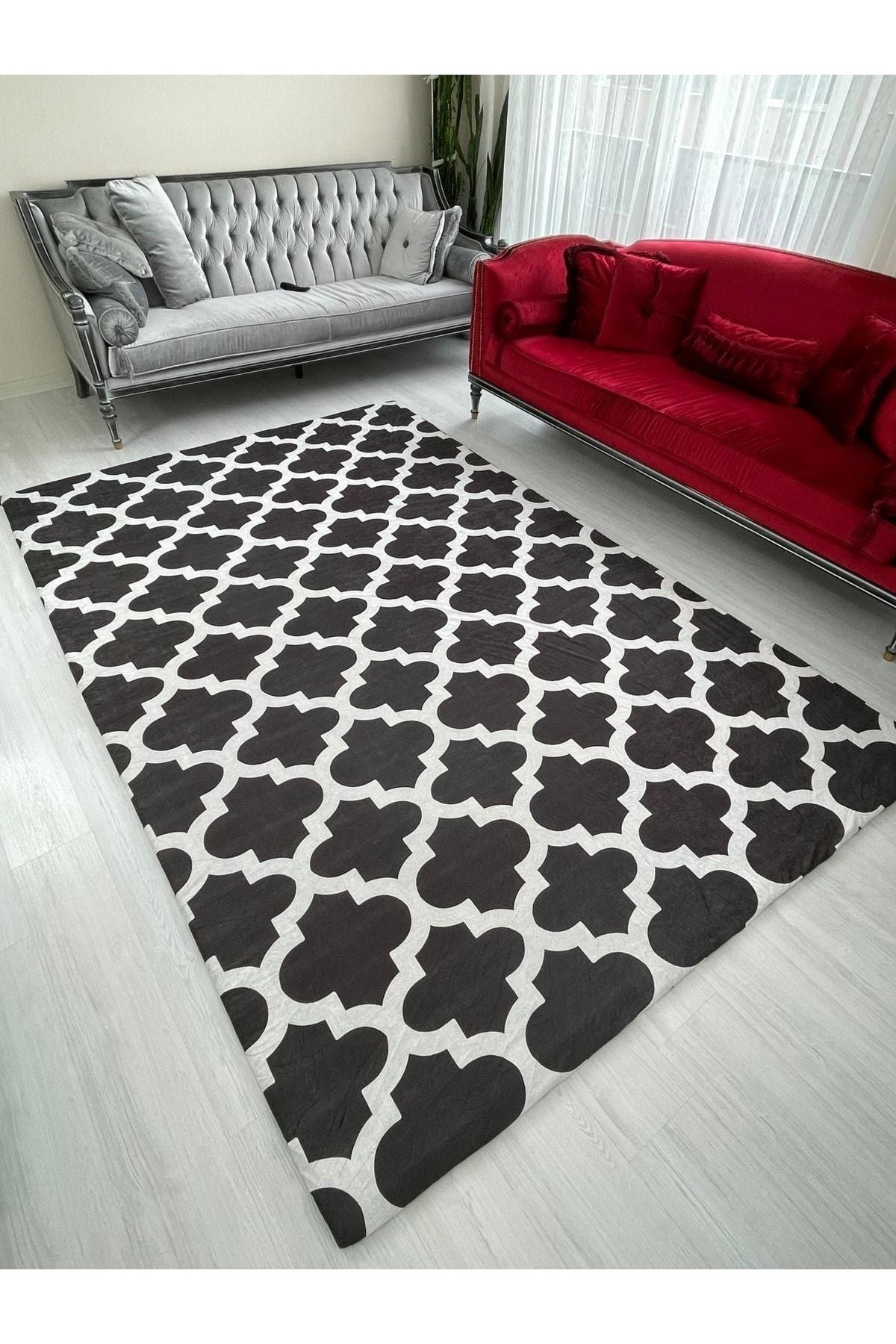 MEKA TEKSTIL Modern Pattern Elastic Velvet Carpet Cover 2