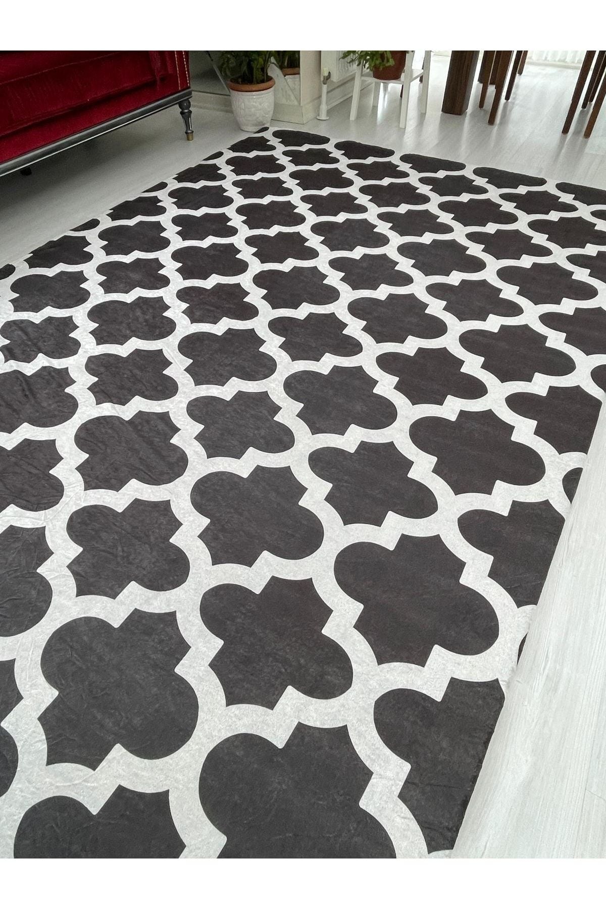 MEKA TEKSTIL Modern Pattern Elastic Velvet Carpet Cover 3