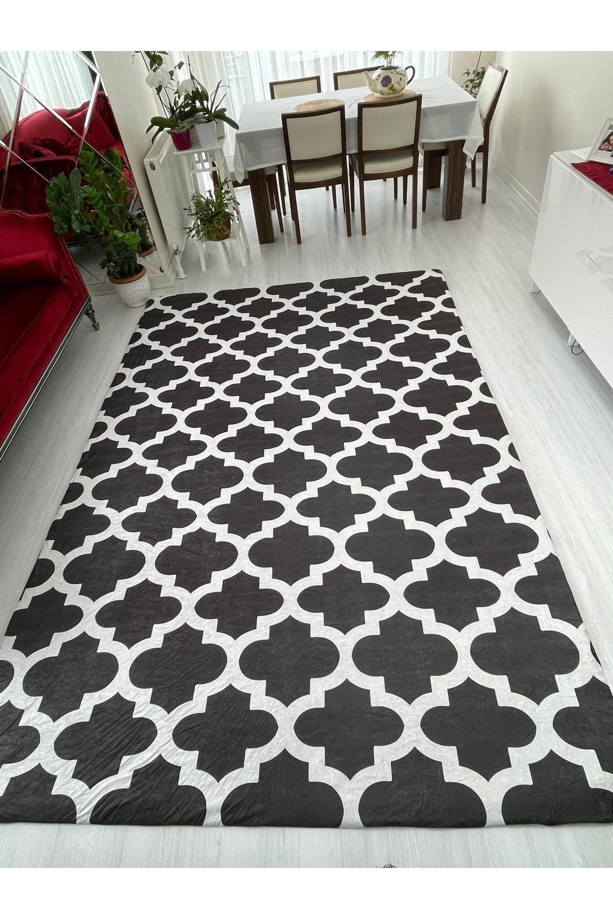 MEKA TEKSTIL Modern Pattern Elastic Velvet Carpet Cover 4