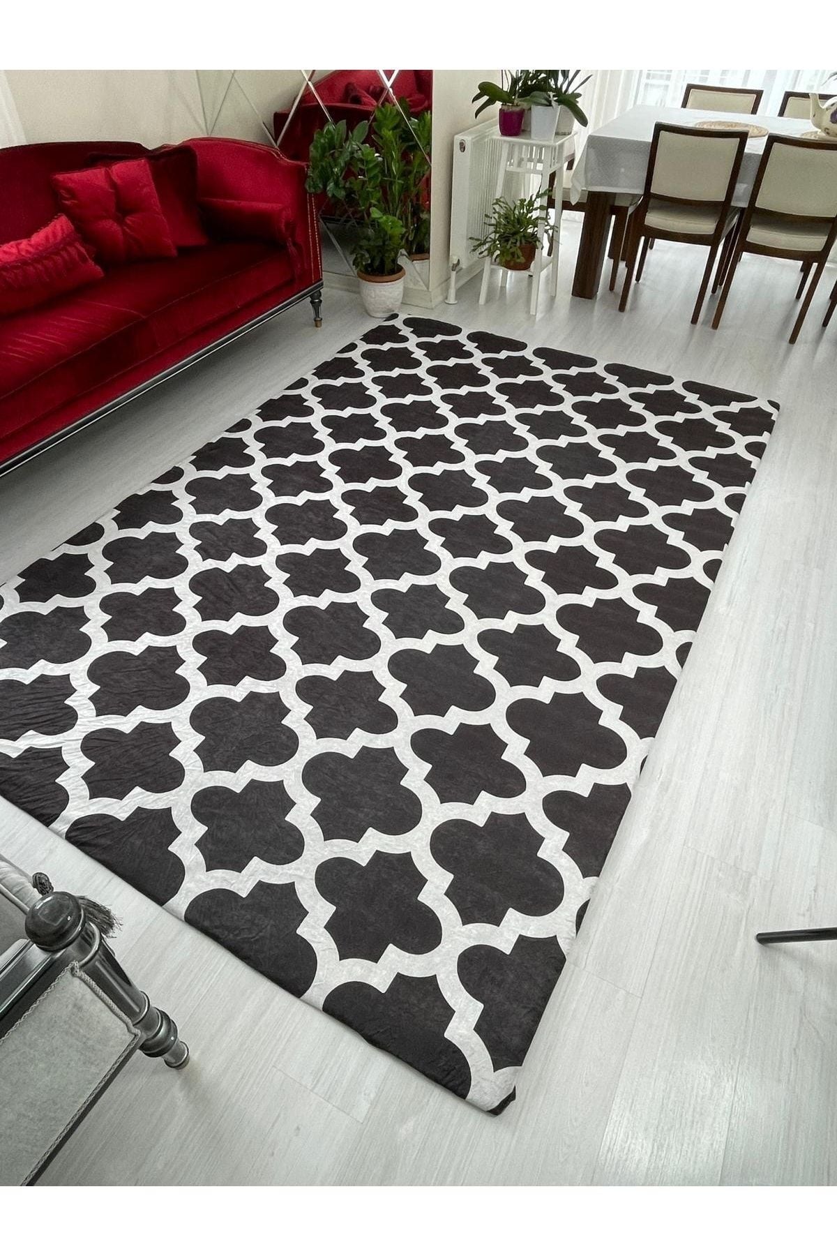 MEKA TEKSTIL Modern Pattern Elastic Velvet Carpet Cover 6