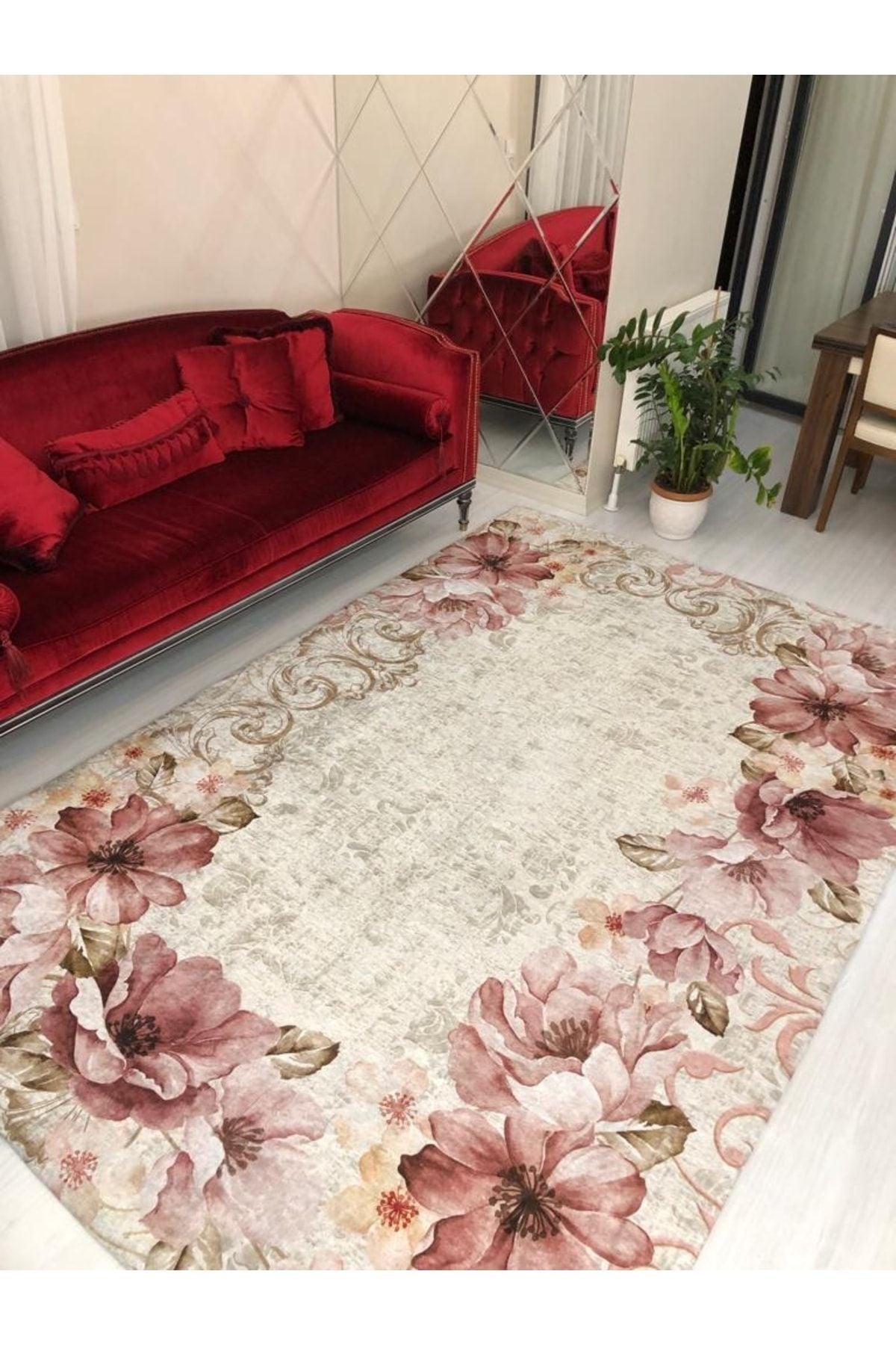 MEKA TEKSTIL Gelincik Model Silk Velvet Elastic Carpet Cover 1