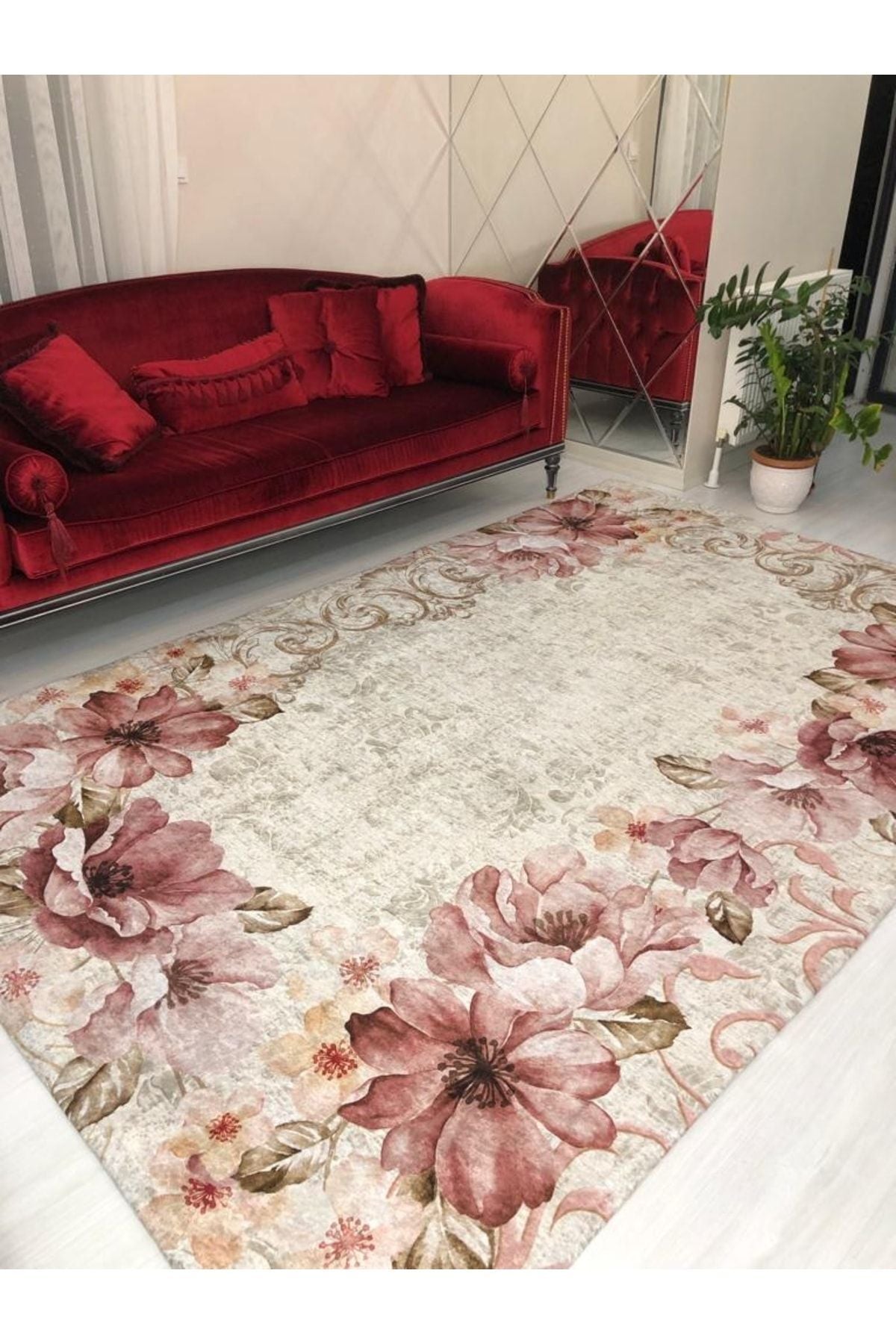 MEKA TEKSTIL Gelincik Model Silk Velvet Elastic Carpet Cover 2