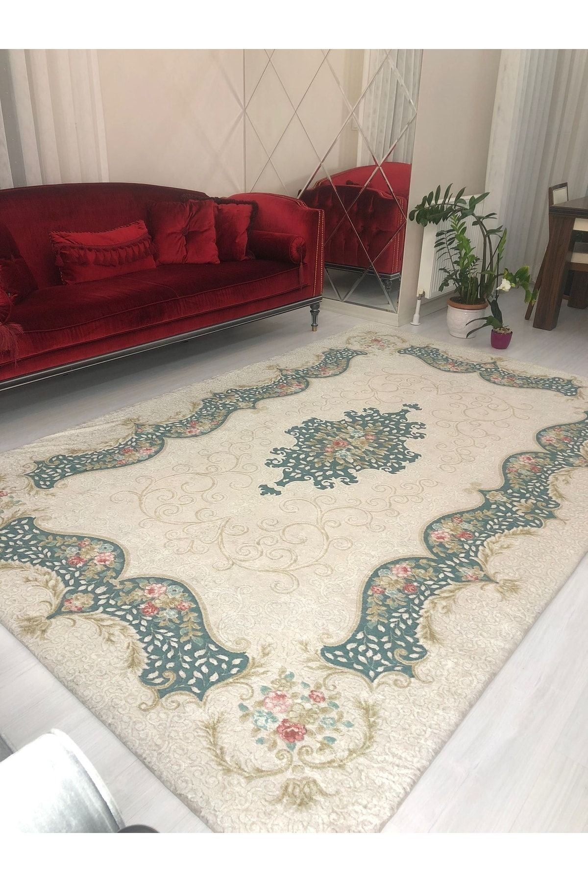 MEKA TEKSTIL Sultan Green Model Silk Velvet Elastic Carpet Cover 2