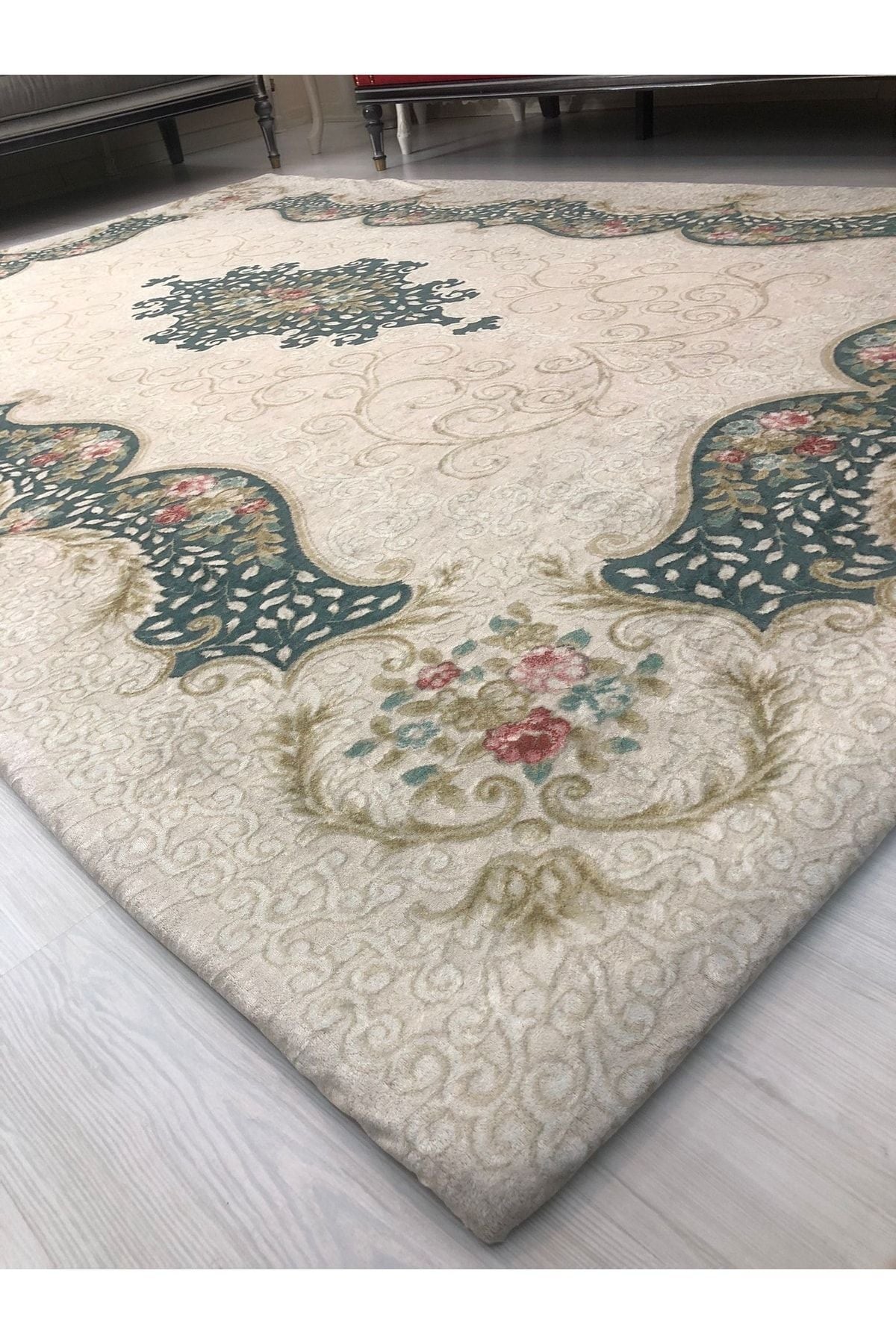 MEKA TEKSTIL Sultan Green Model Silk Velvet Elastic Carpet Cover 6