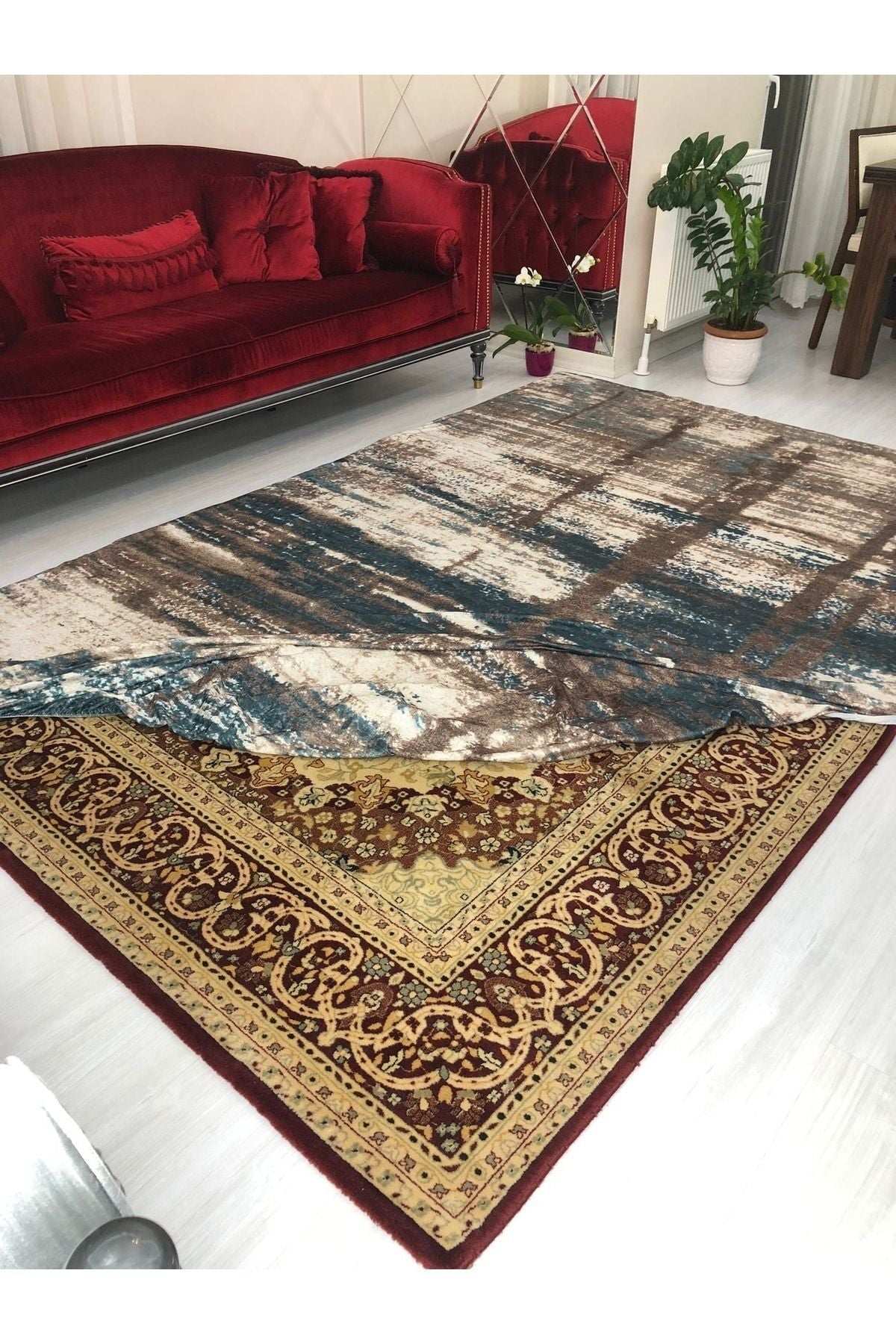 MEKA TEKSTIL Yakut Model Silk Velvet Elastic Carpet Cover 4