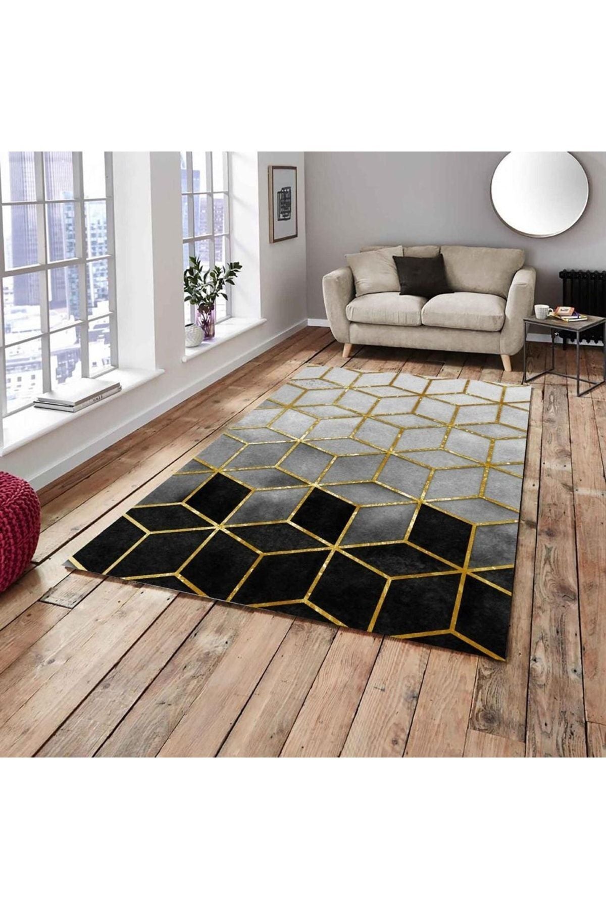 MEKA TEKSTIL Black Pyramid Model Silk Velvet Elastic Carpet Cover 8