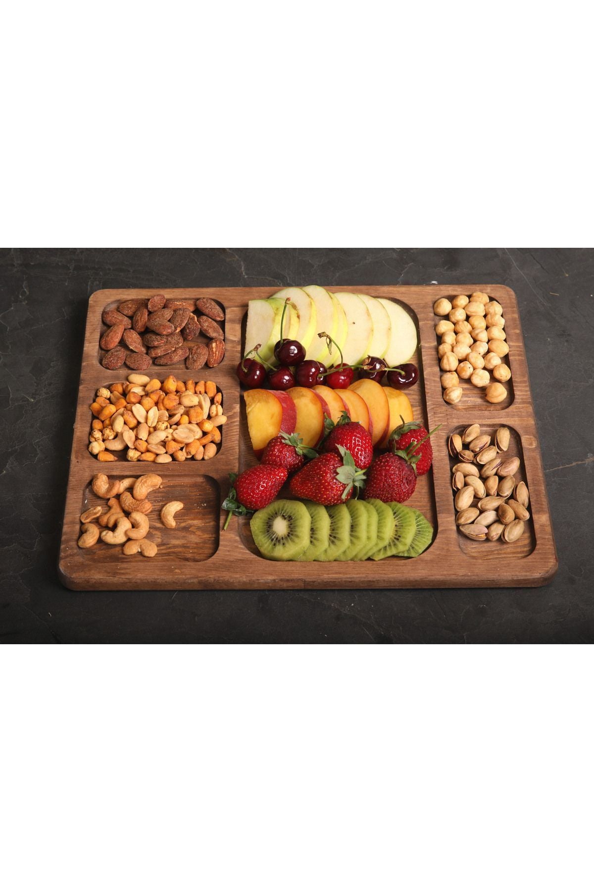 SAMMWOOD Natural Wooden Cheese Serving Plate, Breakfast Plate, Breakfast Tray 4