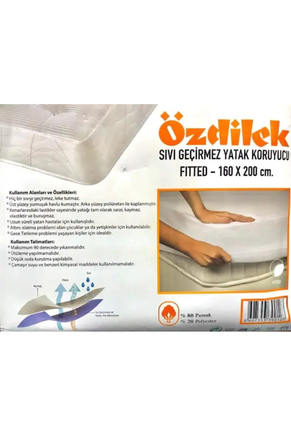 Özdilek Alez Waterproof Mattress Protector Double and Single Sizes in 4 Different Dimensions 2