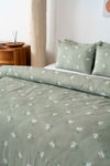 Rivaİstanbul Green Daisy Double Duvet Cover Set Cotton 3