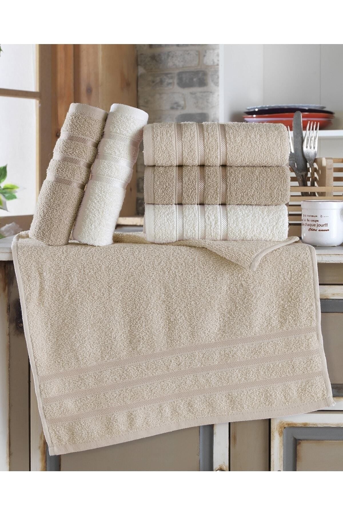 Binnur Home Three Line 40x60 Cm 6-Piece Antibacterial Hand And Face Towel | Kitchen Towel | 100% Cotton 2