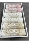 AYHANHOME 6-Piece Lace Satin Embroidered Boxed Bridal 30x50 Kitchen Towel Set 4