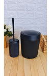 Bazaragel Bathroom Trash Can And Toilet Brush 2-Piece Acrylic Set Black 1