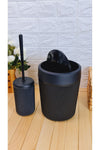 Bazaragel Bathroom Trash Can And Toilet Brush 2-Piece Acrylic Set Black 2