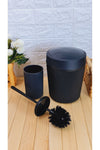 Bazaragel Bathroom Trash Can And Toilet Brush 2-Piece Acrylic Set Black 3