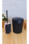 Bazaragel Bathroom Trash Can And Toilet Brush 2-Piece Acrylic Set Black 5