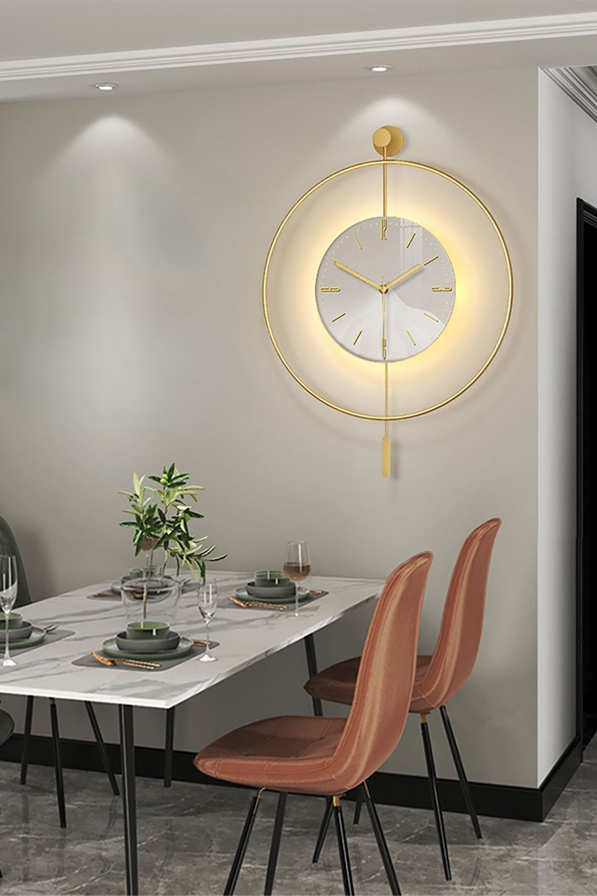 AGA KONSEPT LED Crystal Glass Tiktok 60 cm GOLD, Modern Decorative Pendulum Metal Wall Clock 2