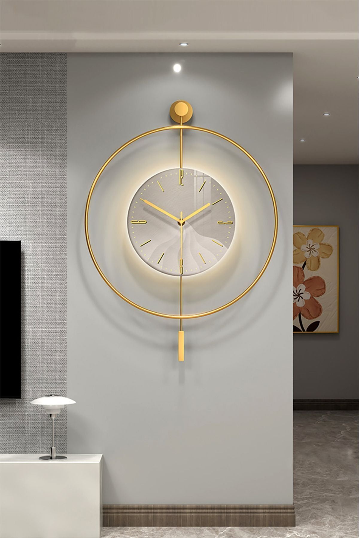 AGA KONSEPT LED Crystal Glass Tiktok 60 cm GOLD, Modern Decorative Pendulum Metal Wall Clock 3