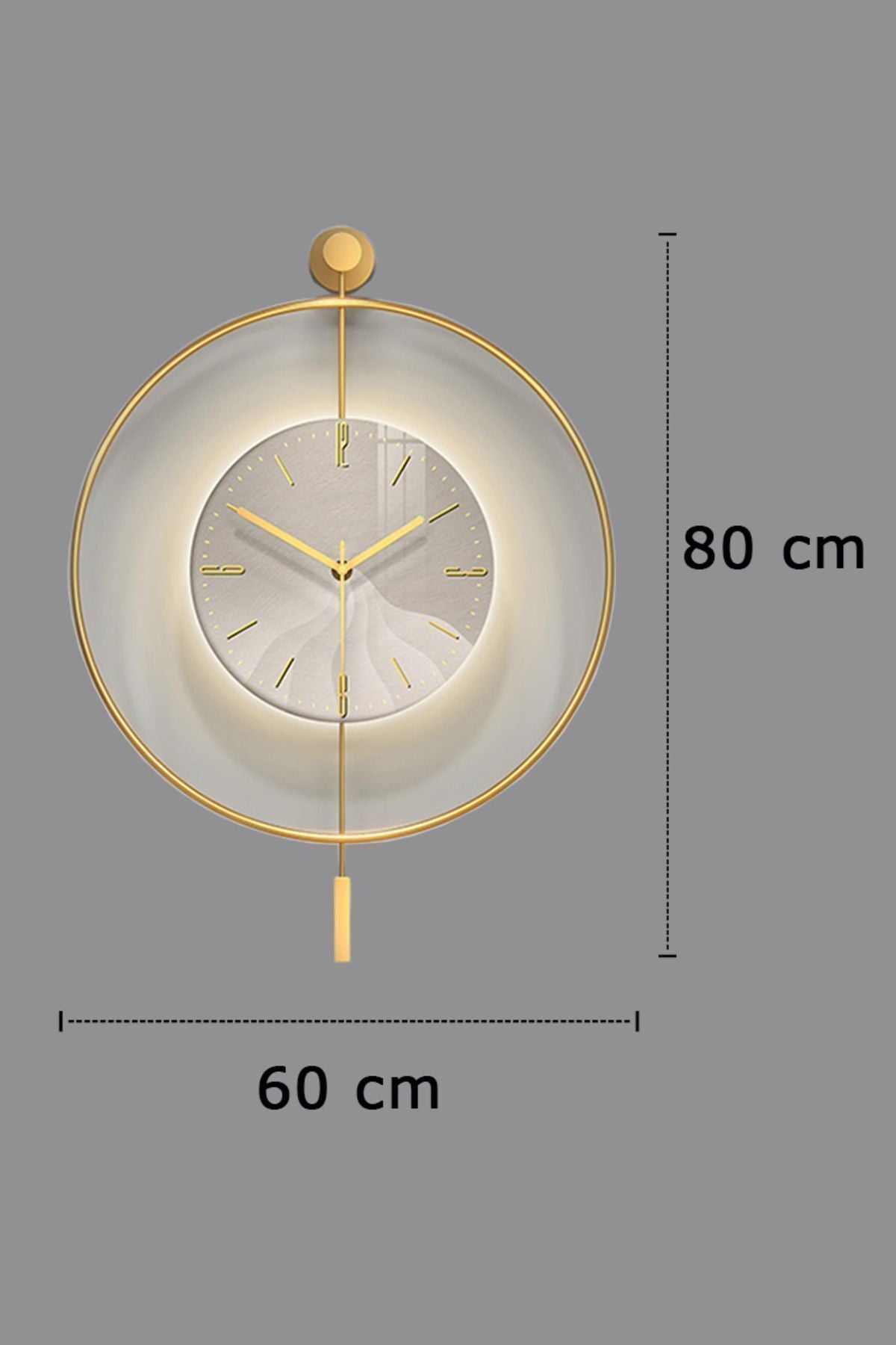 AGA KONSEPT LED Crystal Glass Tiktok 60 cm GOLD, Modern Decorative Pendulum Metal Wall Clock 5