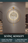 SEVİNÇ KONSEPT Led Crystal Glass Tiktok 60x80 Cm Gold, Modern Decorative Pendulum Metal Wall Clock 1